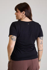 T-shirt Feminina Algodão com Elastano Nina - Preto