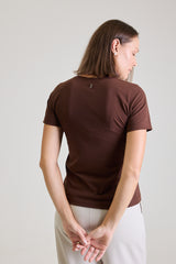 T-shirt Feminina Algodão com Elastano Nina - Marrom