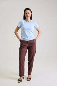 T-shirt Feminina Algodão com Elastano Nina - Azul Céu