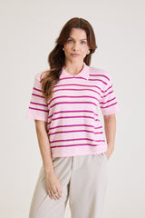 Polo Feminina Listrada em Tricot Margot - Rosa