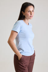 T-shirt Feminina Algodão com Elastano Nina - Azul Céu