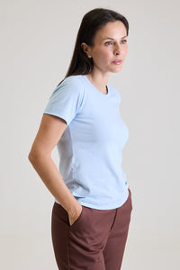 T-shirt Feminina Algodão com Elastano Nina - Azul Céu