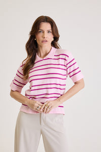 Polo Feminina Listrada em Tricot Margot - Rosa