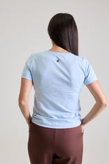 T-shirt Feminina Algodão com Elastano Nina - Azul Céu