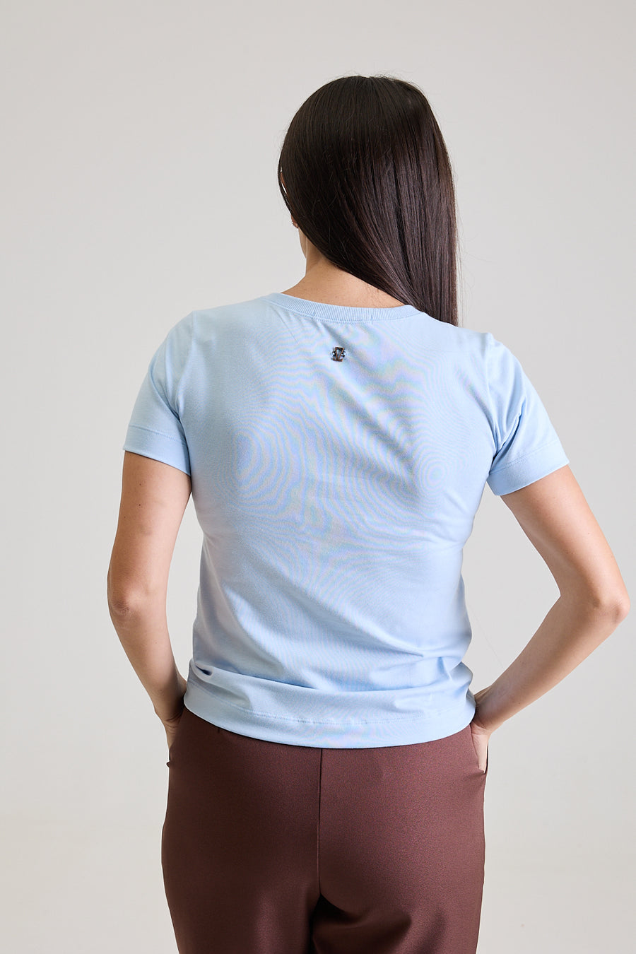 T-shirt Feminina Algodão com Elastano Nina - Azul Céu