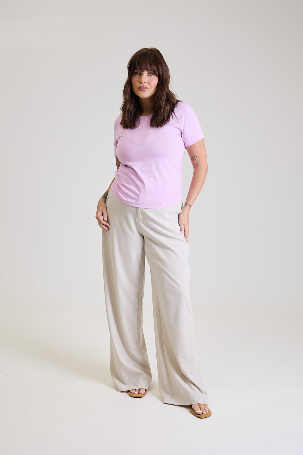T-shirt Feminina Algodão com Elastano Nina - Rosa Lavanda