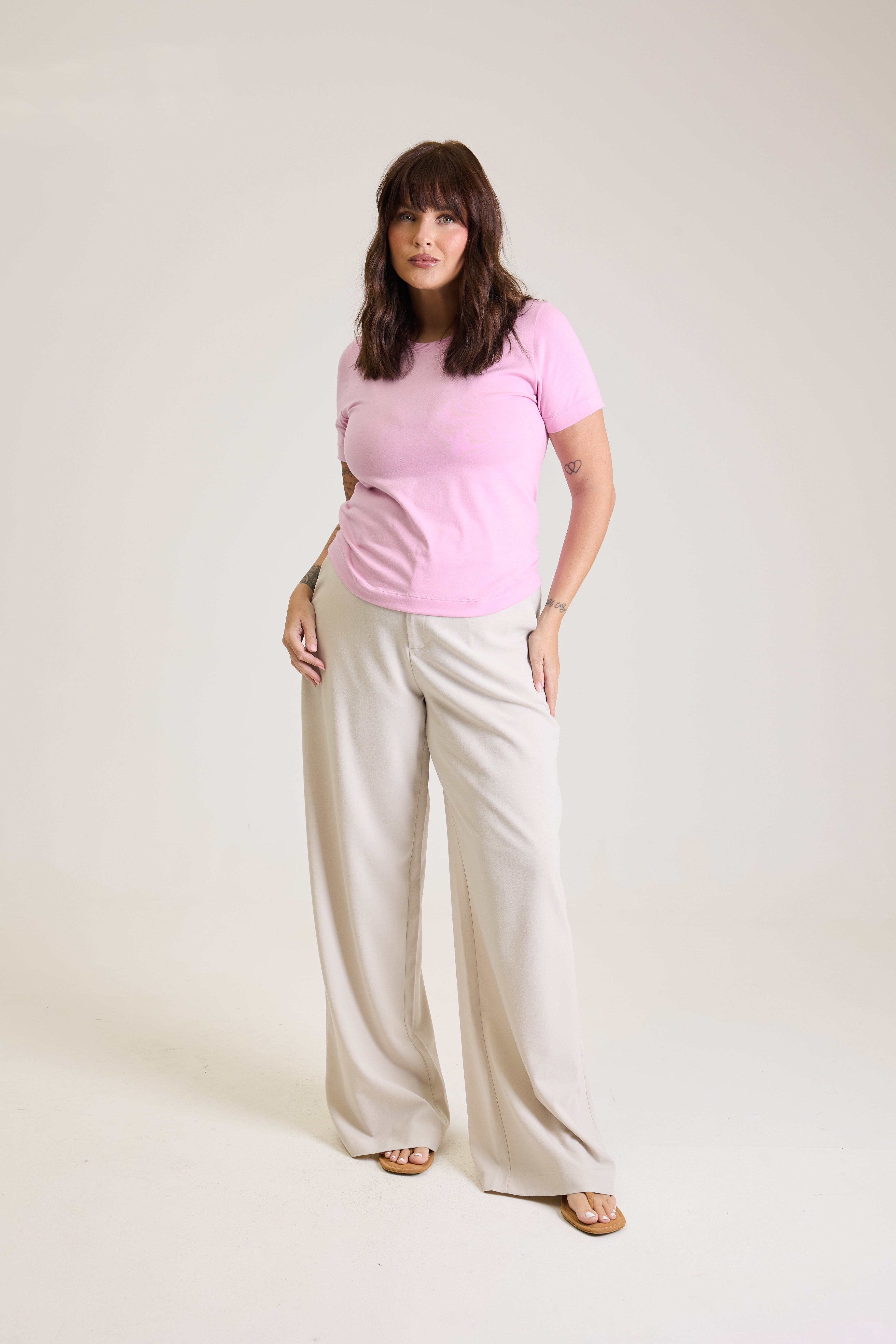 T-shirt Feminina Algodão com Elastano Nina - Rosa Lavanda