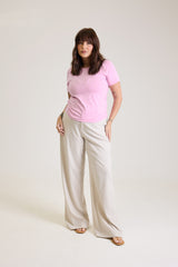 T-shirt Feminina Algodão com Elastano Nina - Rosa Lavanda