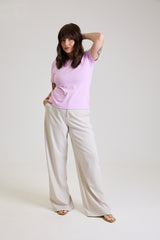 T-shirt Feminina Algodão com Elastano Nina - Rosa Lavanda