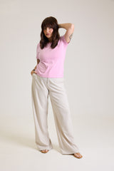 T-shirt Feminina Algodão com Elastano Nina - Rosa Lavanda