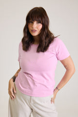 T-shirt Feminina Algodão com Elastano Nina - Rosa Lavanda
