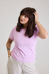 T-shirt Feminina Algodão com Elastano Nina - Rosa Lavanda