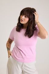 T-shirt Feminina Algodão com Elastano Nina - Rosa Lavanda