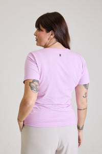T-shirt Feminina Algodão com Elastano Nina - Rosa Lavanda