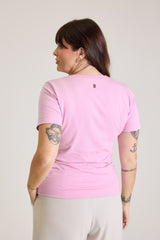 T-shirt Feminina Algodão com Elastano Nina - Rosa Lavanda