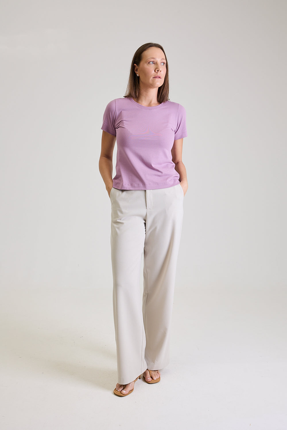 T-shirt Feminina Algodão com Elastano Nina - Lilás
