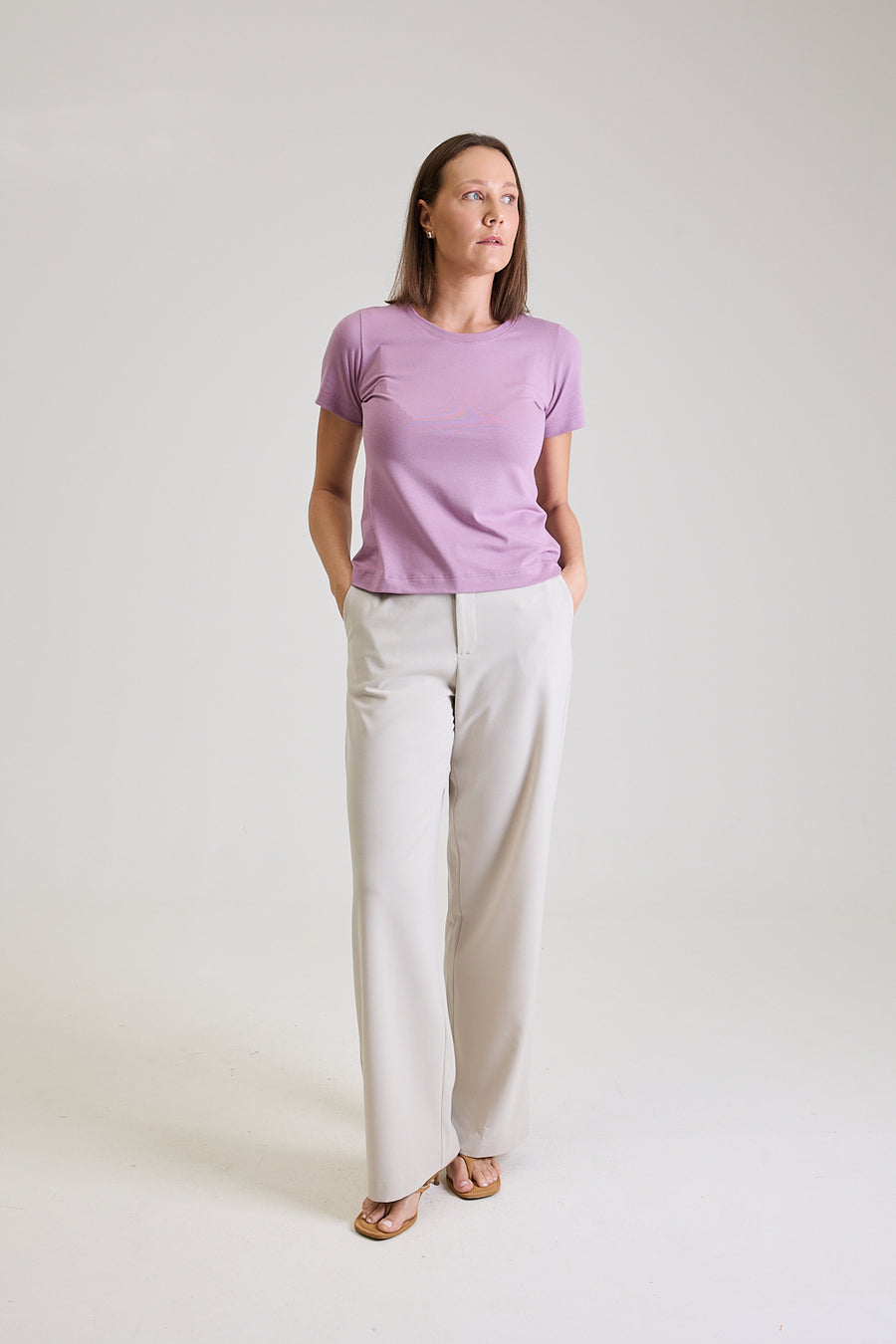 T-shirt Feminina Algodão com Elastano Nina - Lilás
