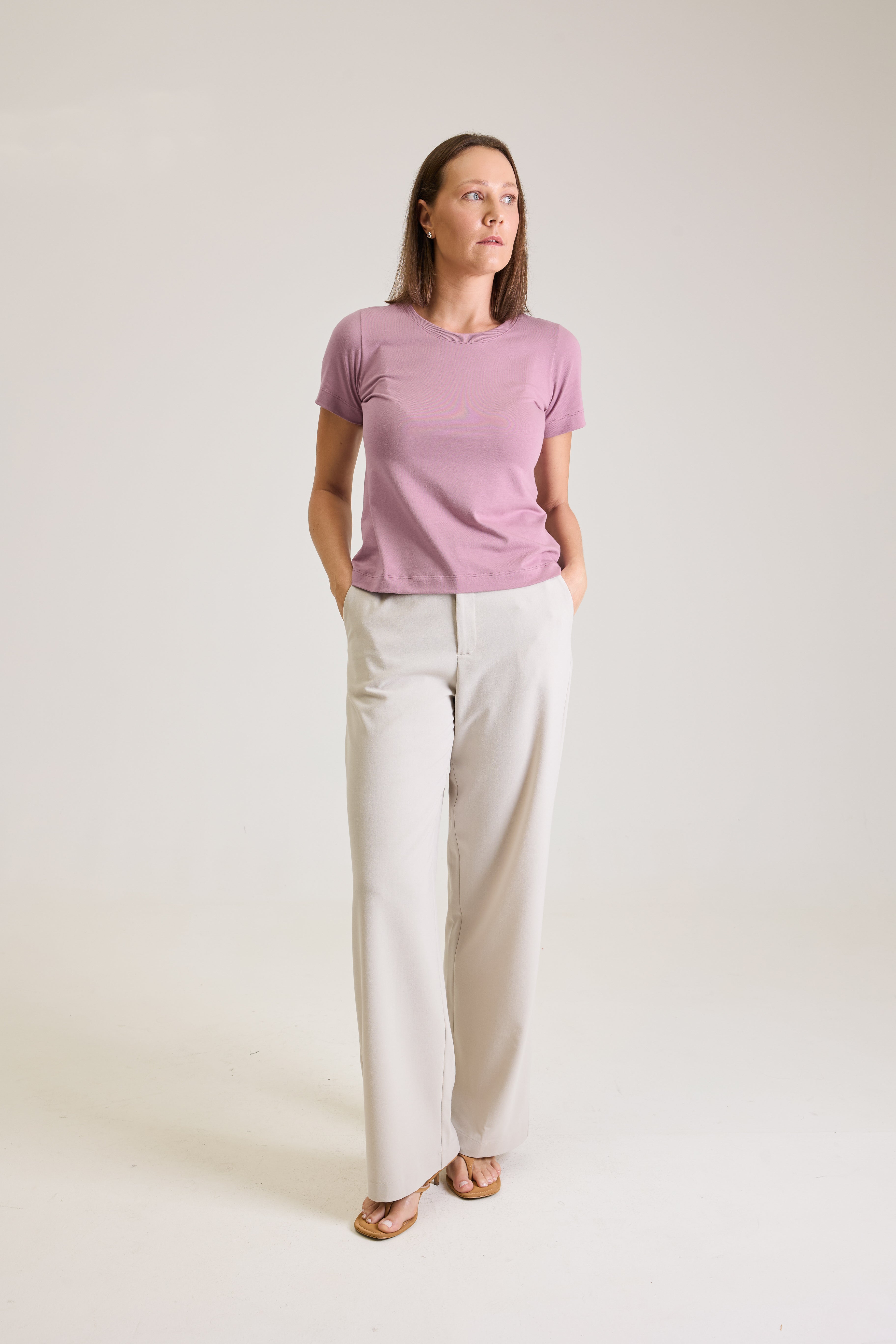 T-shirt Feminina Algodão com Elastano Nina - Lilás