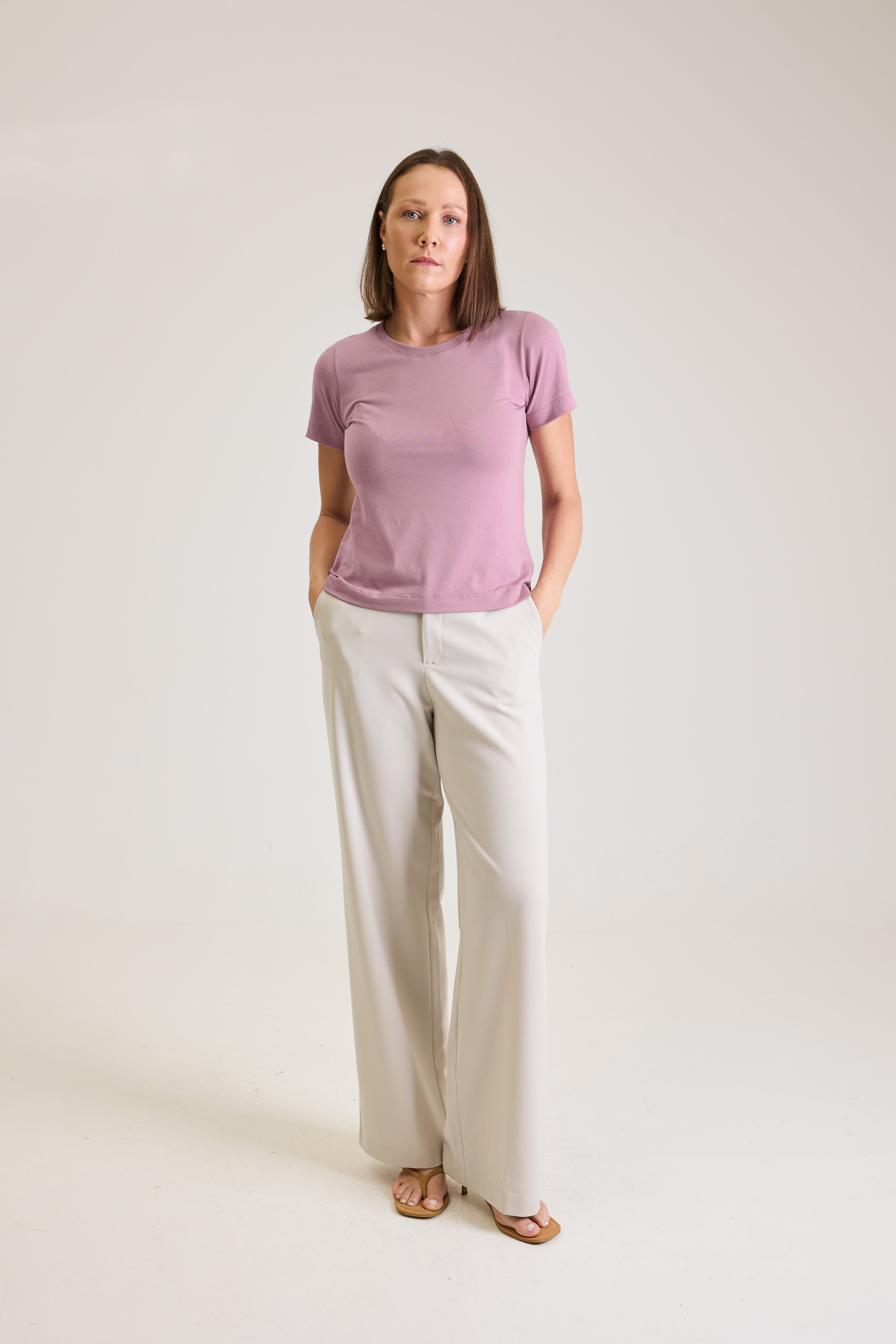 T-shirt Feminina Algodão com Elastano Nina - Lilás