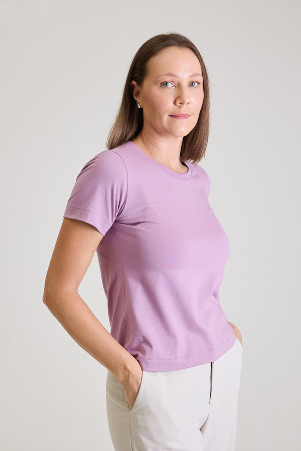 T-shirt Feminina Algodão com Elastano Nina - Lilás