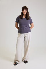 T-shirt Feminina Algodão com Elastano Nina - Cinza Escuro