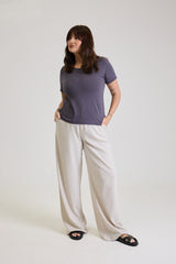 T-shirt Feminina Algodão com Elastano Nina - Cinza Escuro