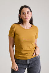 T-shirt Feminina Algodão com Elastano Nina - Mostarda