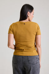 T-shirt Feminina Algodão com Elastano Nina - Mostarda