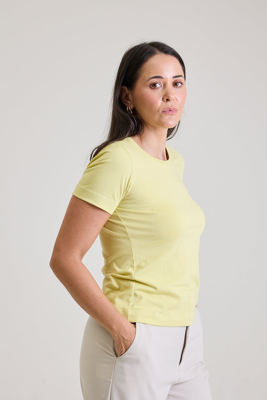 T-shirt Feminina Algodão com Elastano Nina - Verde Lima