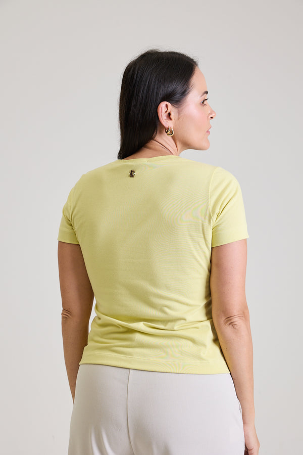 T-shirt Feminina Algodão com Elastano Nina - Verde Lima