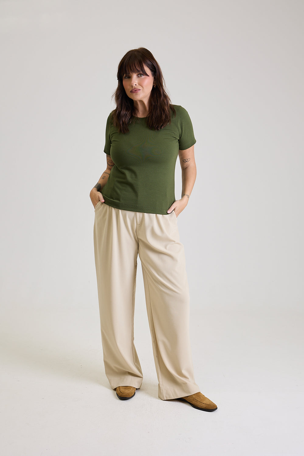T-shirt Feminina Algodão com Elastano Nina - Verde