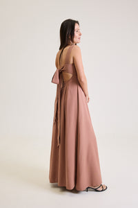 Vestido Longo Em Viscose Elise - Marrom