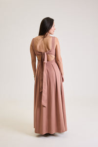 Vestido Longo Em Viscose Elise - Marrom