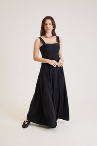Vestido Longo Em Viscose Elise - Preto