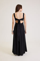 Vestido Longo Em Viscose Elise - Preto