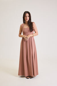 Vestido Longo Em Viscose Elise - Marrom