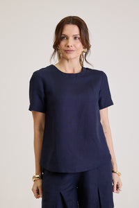Shorts Feminino De Alfaiataria Em Linho Rosalie - Marinho