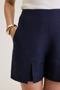 Shorts Feminino De Alfaiataria Em Linho Rosalie - Marinho