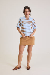 Polo Feminina Listrada em Tricot Margot - Azul