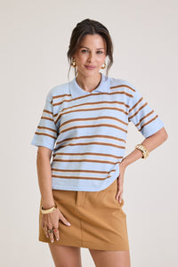Polo Feminina Listrada em Tricot Margot - Azul
