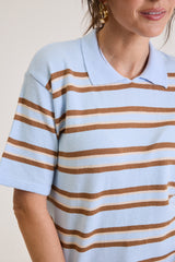 Polo Feminina Listrada em Tricot Margot - Azul