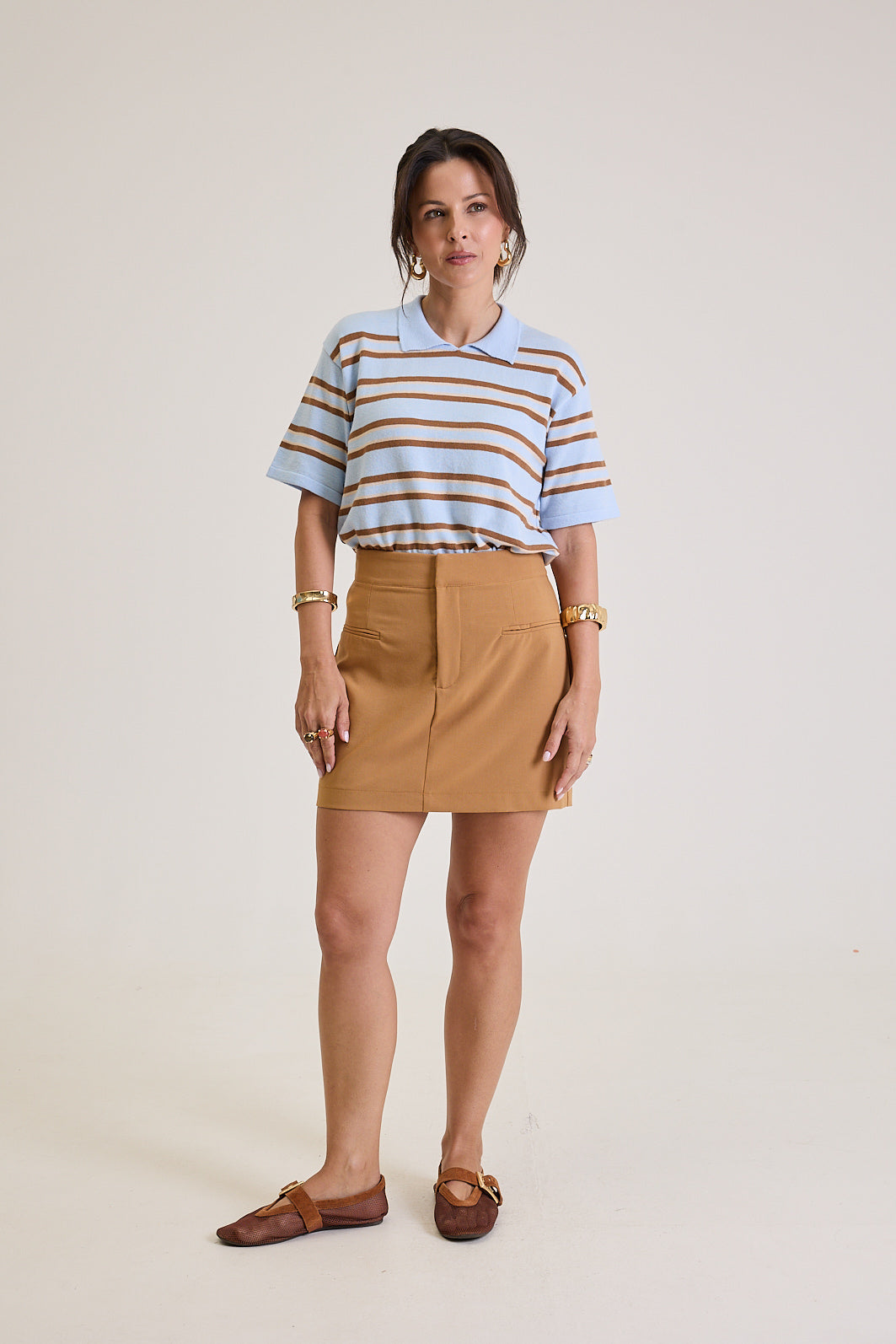 Polo Feminina Listrada em Tricot Margot - Azul