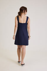 Vestido Curto Em Linho Rosalie - Marinho