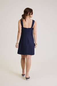 Vestido Curto Em Linho Rosalie - Marinho