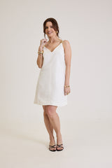 Vestido Curto Em Linho Rosalie - Off White