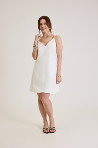 Vestido Curto Em Linho Rosalie - Off White