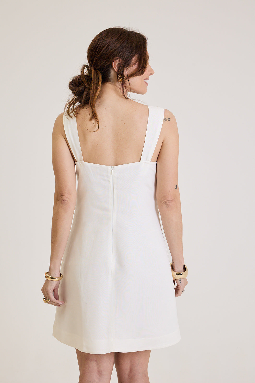 Vestido Curto Em Linho Rosalie - Off White