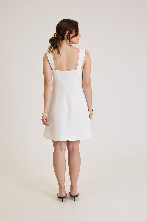 Vestido Curto Em Linho Rosalie - Off White