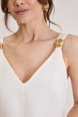 Vestido Curto Em Linho Rosalie - Off White