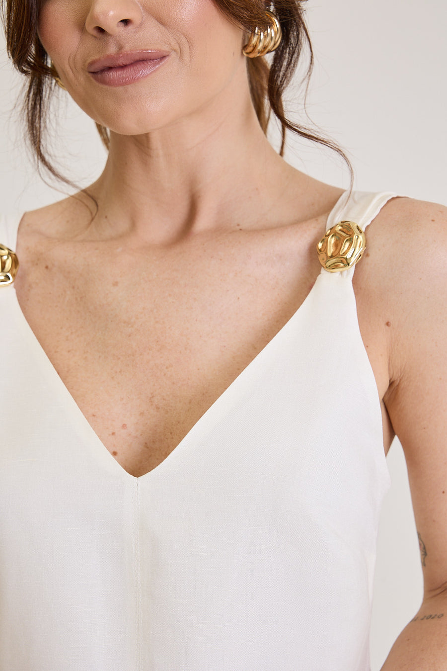 Vestido Curto Em Linho Rosalie - Off White